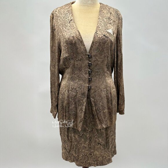 Vintage Chad's Place Button-Up Dress Suit w/ Belted Back Size 16 - Picture 1 of 9